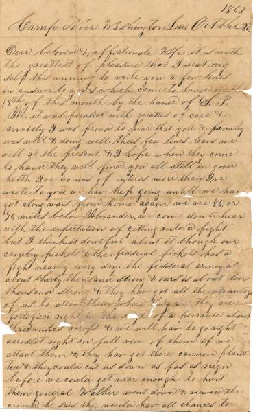 William Elisha Stoker to Elizabeth E. Stoker, October 20, 1863 (Page 1)
