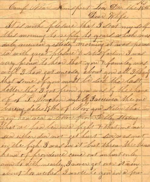 William Elisha Stoker to Elizabeth E. Stoker, December 15, 1863 (Page 1)