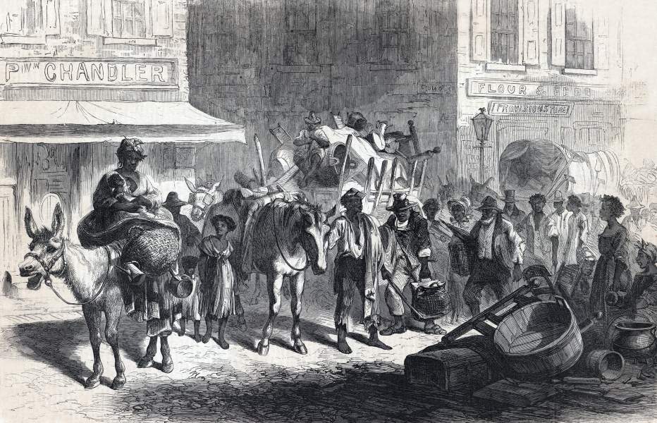 Arrival of freed African-American slave families in Baltimore, Maryland, September 1865, artist's impression, zoomable image