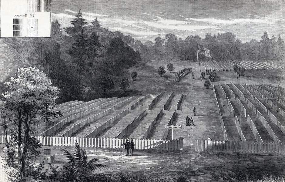 The new national cemetery at Andersonville, Georgia, August 17, 1865, artist's impression, zoomable image