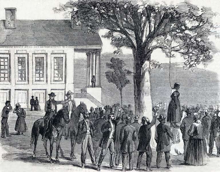 The lynching of Amy Spain, March 10, 1865, Darlington, South Carolina, artist's impression