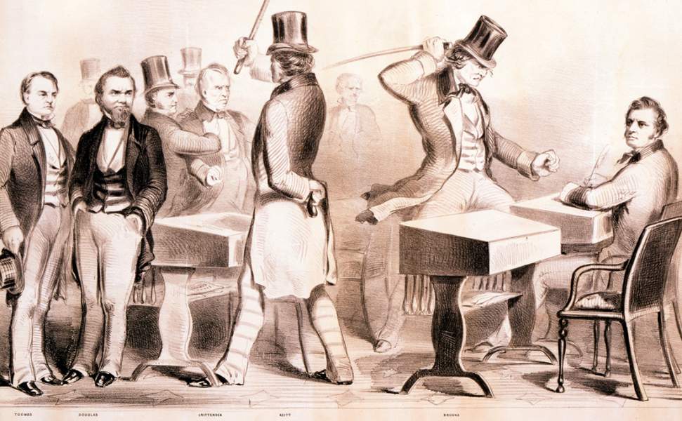 "Argument of the Chivalry," 1856, political cartoon, detail