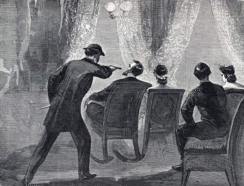 Assassination of Abraham Lincoln,  April 14, 1865, artist's impression, zoomable image