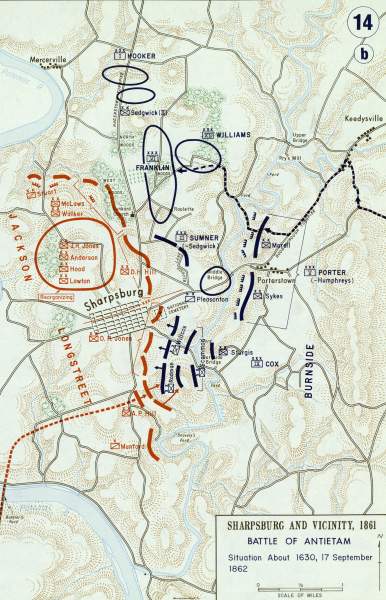 Battle of Antietam, Late Afternoon of September 17, 1862, battle map, zoomable image