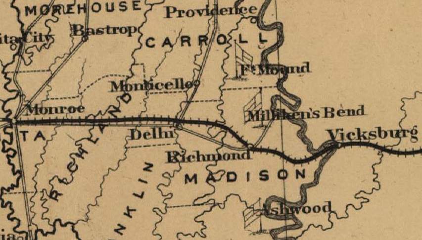 Battle of Milliken's Bend, June 7, 1863, Walker’s Texas Division Campaign Map, detail
