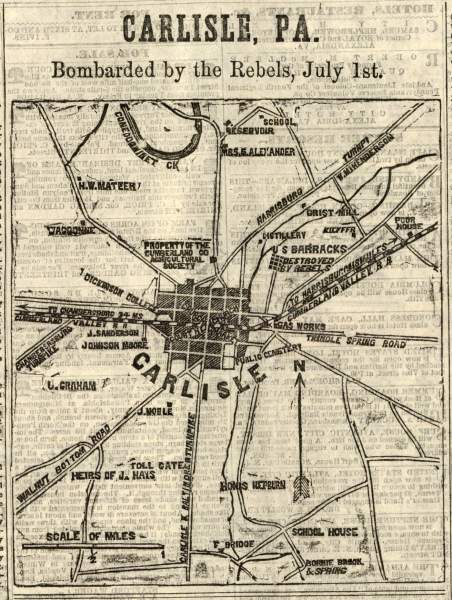 Battle of Carlisle, Pennsylvania, July 1, 1863, zoomable map