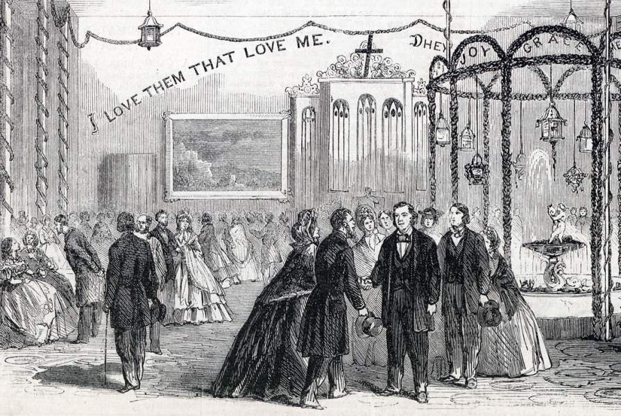 Welcome Home for Rev. Henry Ward Beecher, Plymouth Church, Brooklyn, New York, November 17, 1863, artist's impression, detail