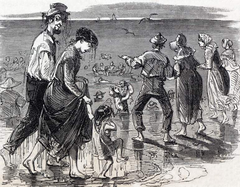 Walking on the Beach, Farmer's Picnic, Raritan Bay, Amboy, New Jersey, August 1, 1865, artist's impression