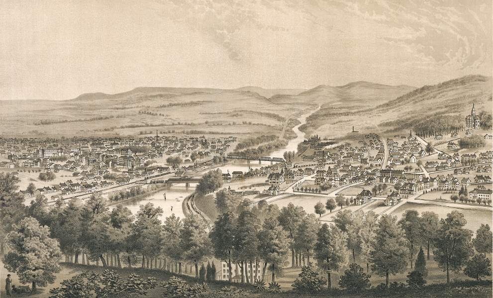 Bethlehem, Pennsylvania, 1877, bird's-eye view, zoomable image