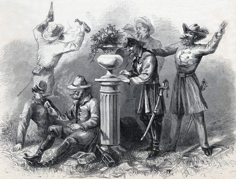 Confederate troops looting the Blair Mansion, near Washington, DC, July 11,1864, artist's impression, zoomable image