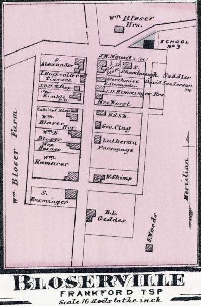 Bloserville, Pennsylvania, 1872, map