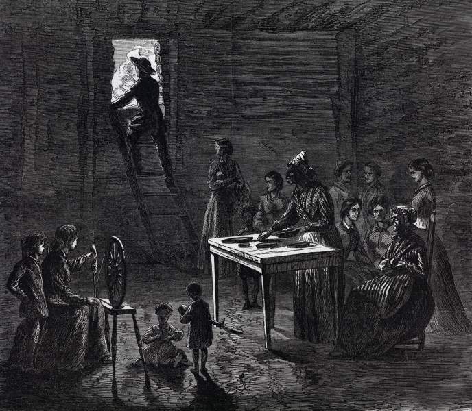 Civilians sheltering from the Union bombardment, Atlanta, Georgia, August, 1864, artist's impression, zoomable image