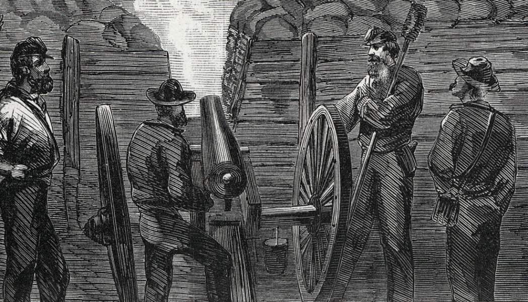 Union night bombardment, Petersburg, Virginia, September, 1864, artist's impression, detail