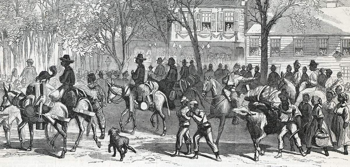 The "bummers" and foragers of Sherman's Army in the Grand Review, Washington D.C., May 24, 1865, artist's impression, detail