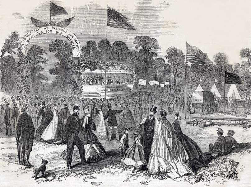 Groundbreaking for the Iowa Central Railroad, Cedar Falls, Iowa, September 19, 1865, artist's impression