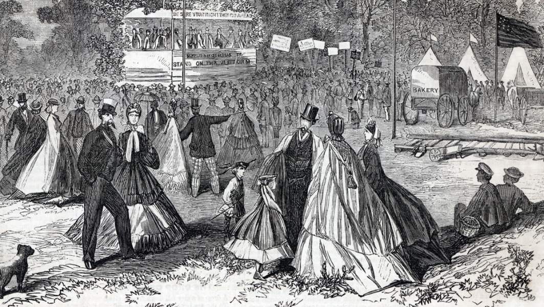 Groundbreaking for the Iowa Central Railroad, Cedar Falls, Iowa, September 19, 1865, artist's impression, detail