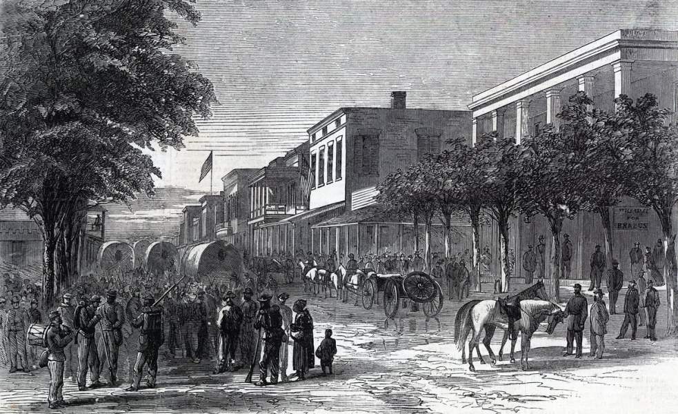 Elizabeth Street, Brownsville, Texas, December 1865, artist's impression