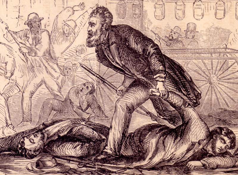 John Brown and his Sons in the Engine House, Harpers Ferry, October 17, 1859, detail