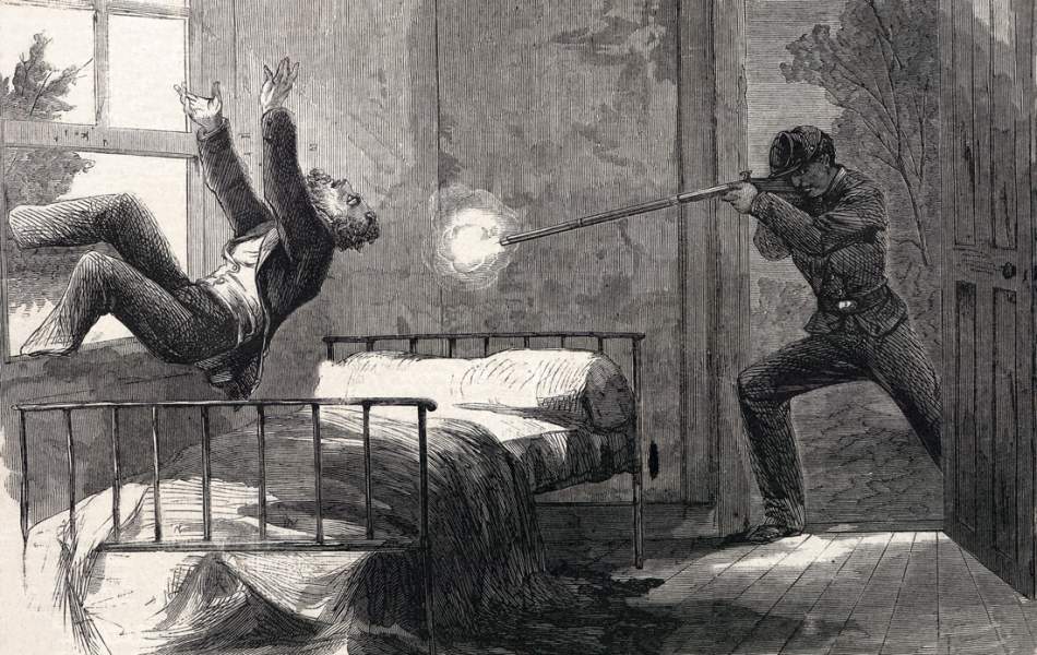 Death of Major Edgar Burroughs, Portsmouth, Virginia, January 26, 1864, artist's impression