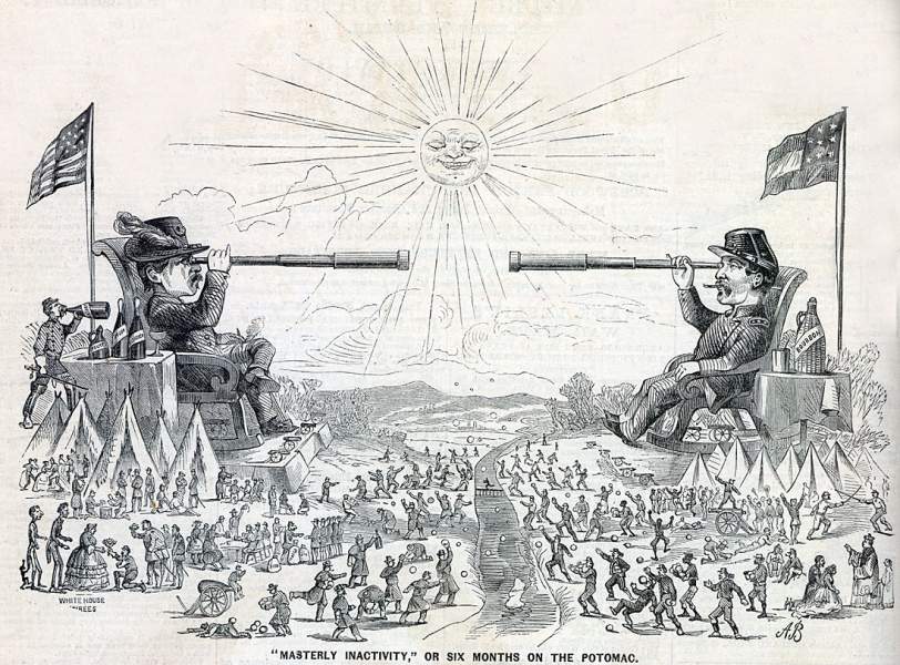 "'Masterly Inactivity' - Six Months on the Potomac," cartoon, February 1, 1862
