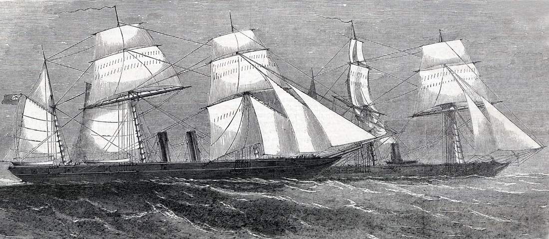 U.S.S. Wachusett captures C.S.S. Florida, Bay of San Salvador, Brazil, October 7, 1864, artist's impression