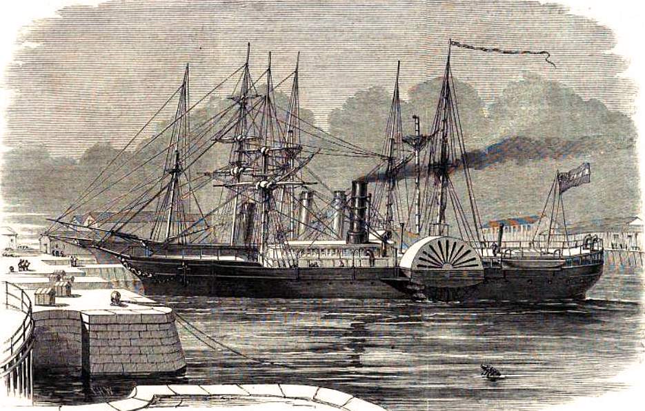 C.S.S. Nashville in dock at Southampton, England, January 1862, artist's impression