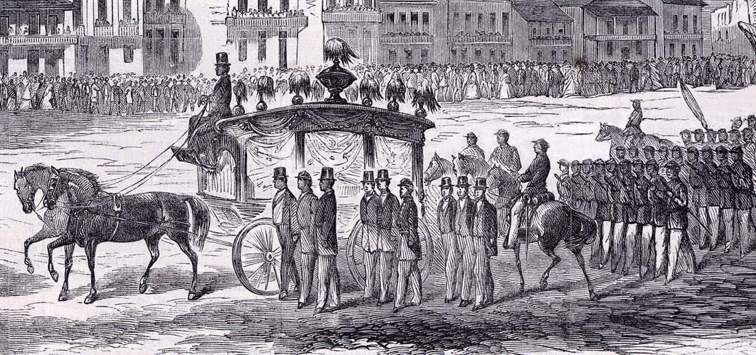 Funeral of Captain André Cailloux, New Orleans, July 29, 1863, artist's impression, detail