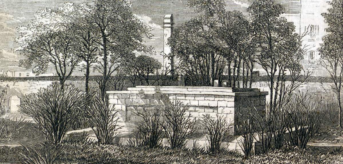 Grave of John C. Calhoun, St. Philip's Churchyard, Charleston, South Carolina, June 1866, artist's impression