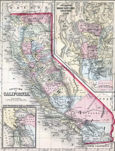 California and Utah, 1860, zoomable map