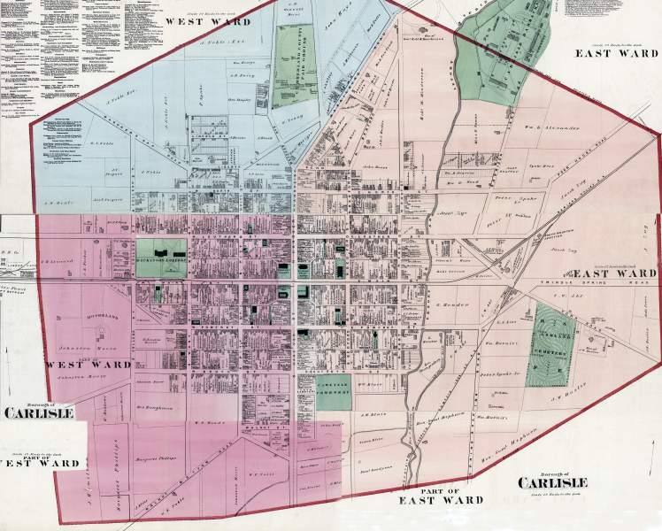 Borough of Carlisle, Pennsylvania, 1872, zoomable map