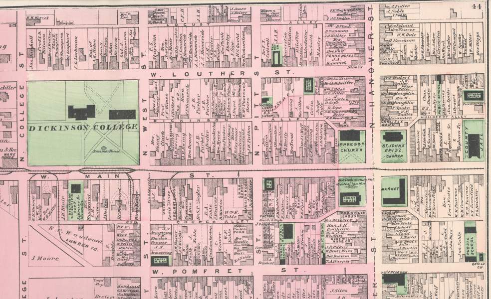 Carlisle, Pennsylvania, 1872, detail, zoomable map