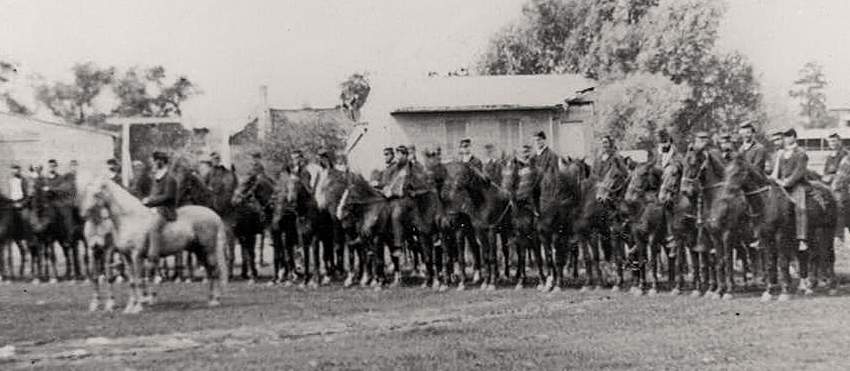 Cavalry training, Carlisle Barracks, Carlisle, Pennsylvania, April 1861, detail