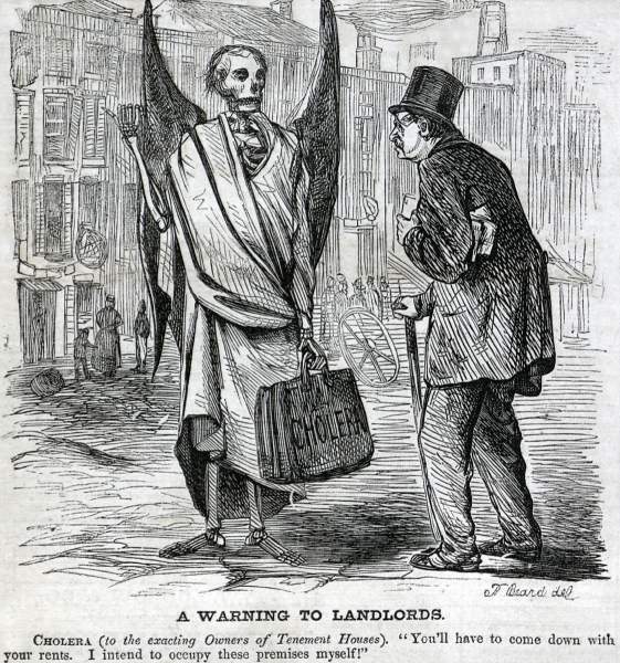 "A Warning to Landlords," cartoon, Harper's Weekly, March 24, 1866