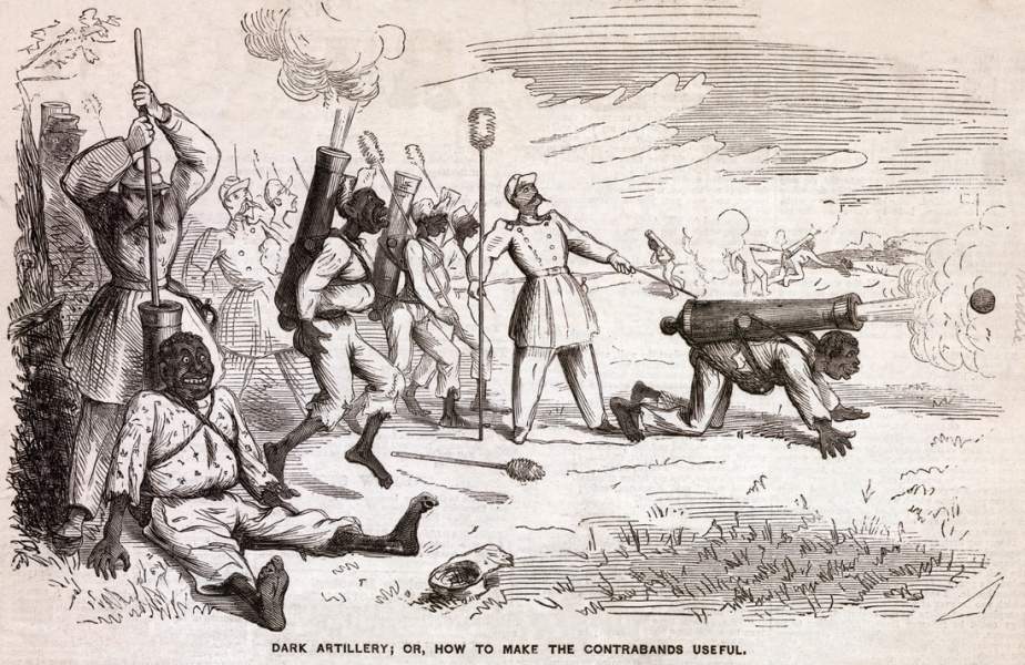 "Dark Artillery; or, How To Make the Contrabands Useful," cartoon, October 26, 1861
