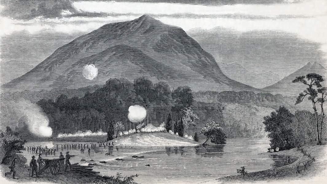 Fighting on the Cedar Creek, Virginia, August 12, 1864, artist's impression, zoomable image