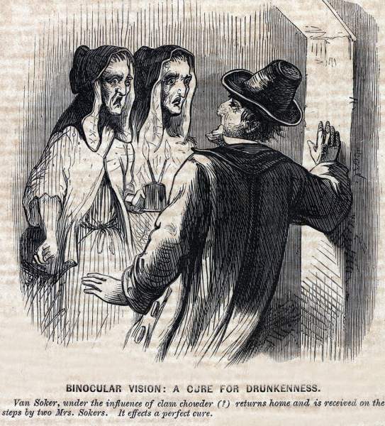 "Binocular Vision:  A Cure for Drunkenness," cartoon, November 22, 1862