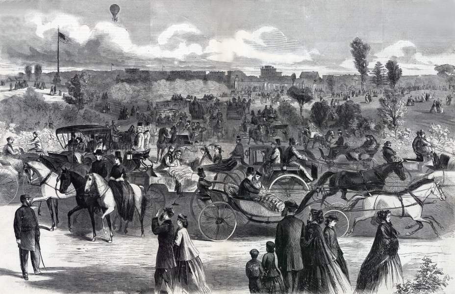 The Grand Drive, Central Park, New York City, December 1865, artist's impression, zoomable image