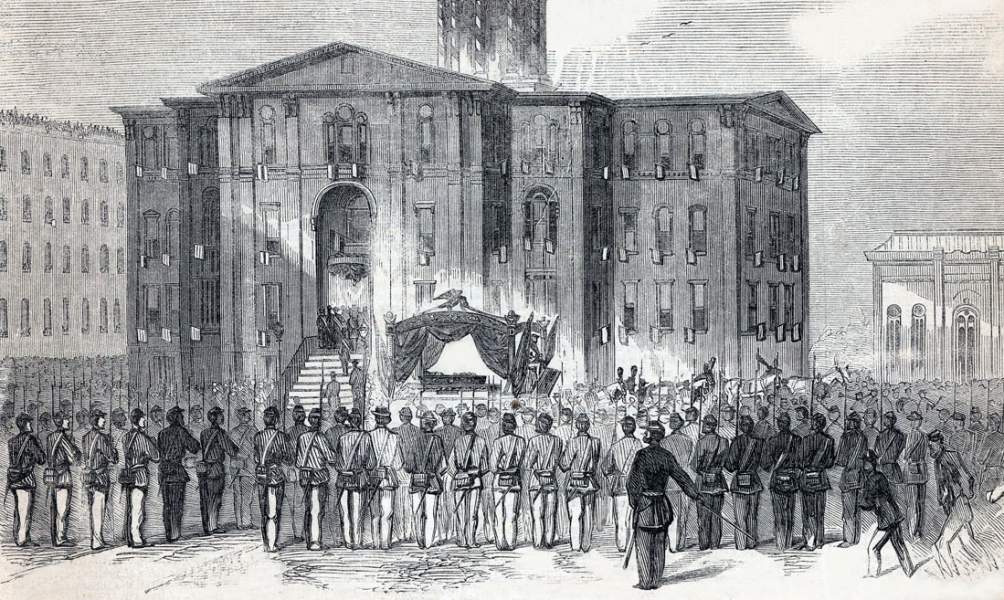President Lincoln's Funeral Procession at the Court House, Chicago, Illinois, May 1, 1865, artist's impression