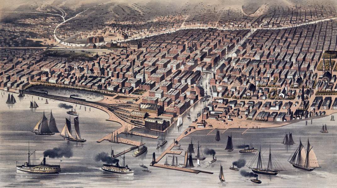 Chicago, Illinois, circa 1870, zoomable image