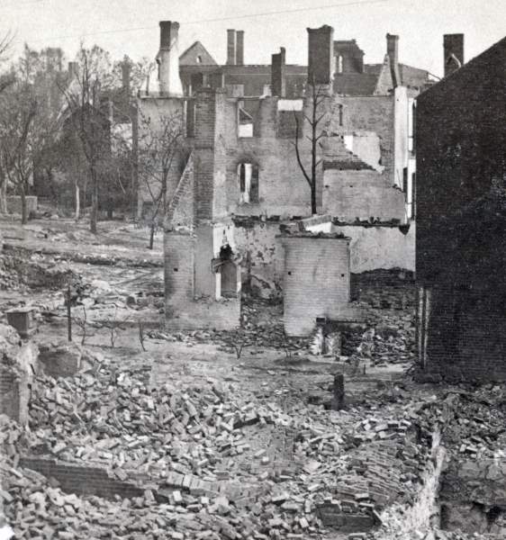 Main and East King Street, Chambersburg, Pennsylvania, after burning by Confederate forces, July 30, 1864