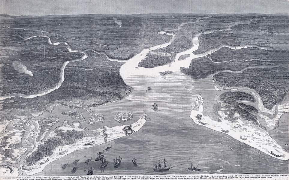 Charleston Harbor, South Carolina, July 1863, map, zoomable image
