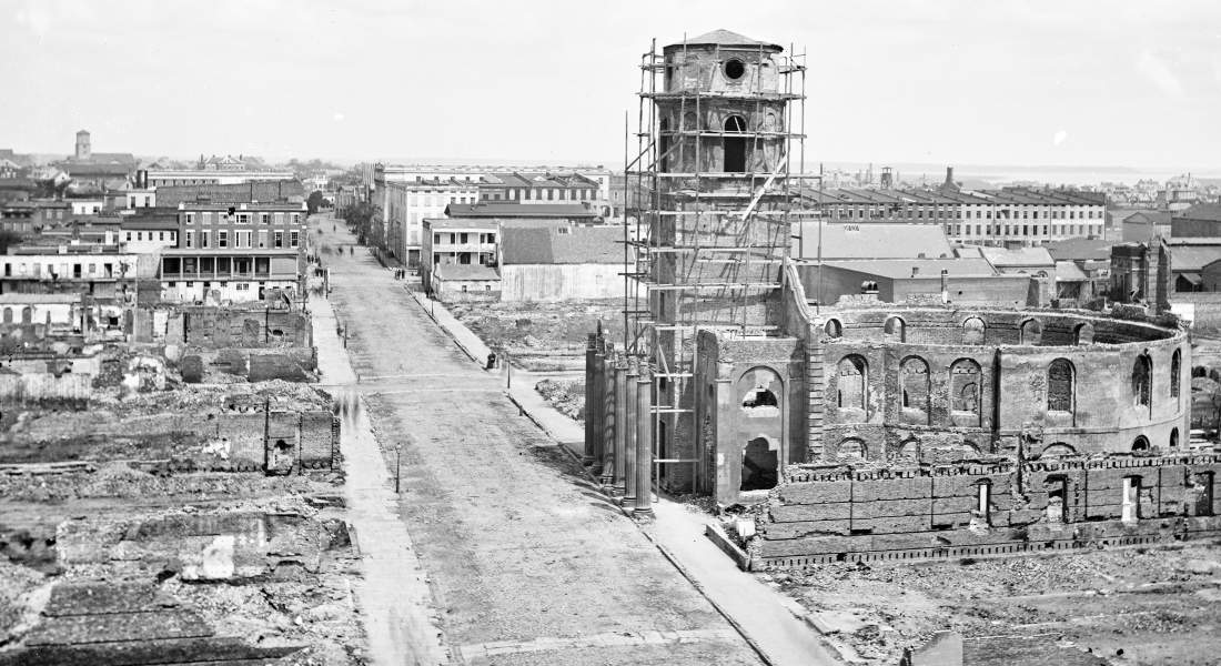 Bird's-eye view of war damage, Charleston, South Carolina, April 1865, zoomable image, detail