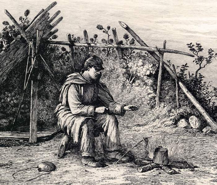 "A Christmas Dinner," Edwin Forbes, copper plate etching, 1876, detail