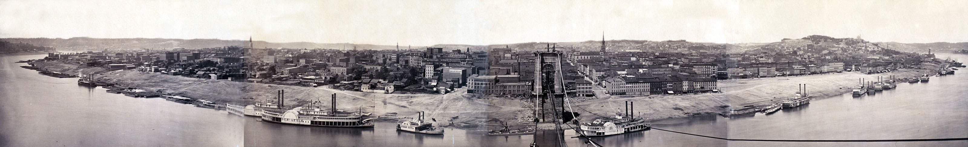 Cincinnati, Ohio, circa 1866, panoramic photograph, zoomable image