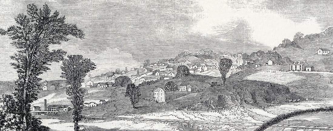 Union troops entering Clinton, Mississippi, November, 1863, artist's impression, detail