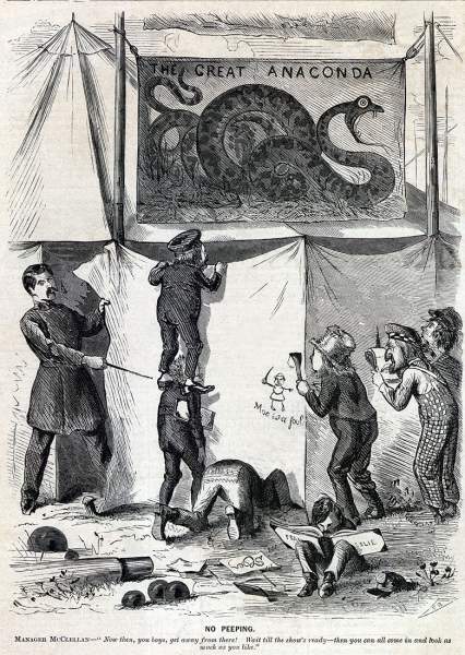 "No Peeping," cartoon, April 26, 1862