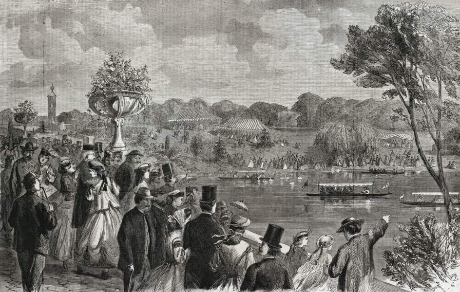 "Music on the Lake," Central Park, New York City, October 1865, artist's impression
