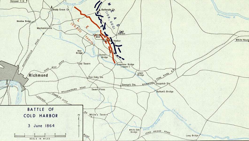 Battle of Cold Harbor, June 3, 1864, campaign map, zoomable image