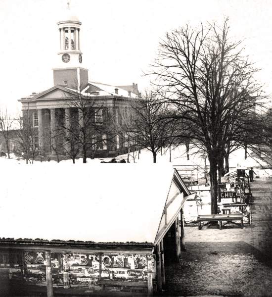 Cumberland County Courthouse, Carlisle, Pennsylvania, winter scene, circa 1865