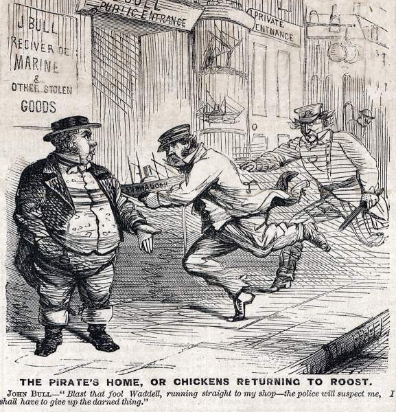 "The Pirate's Home, or Chickens Returning to Roost," cartoon, Frank Leslie's Illustrated Newspaper, December 9, 1865.